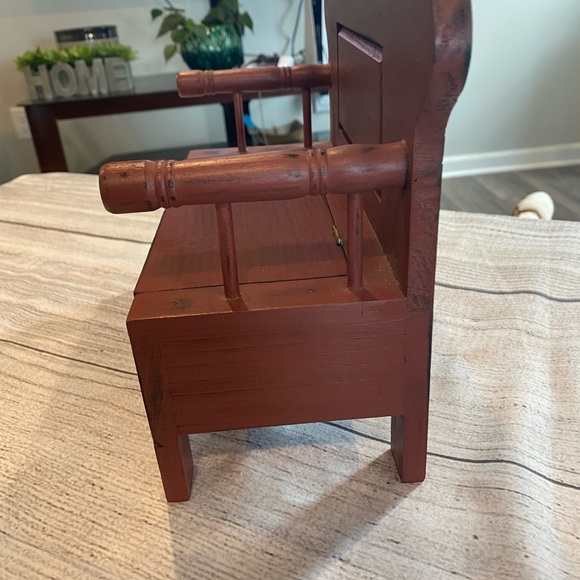 Rustic Wooden Dollhouse Bench with Storage - Picture 5 of 9